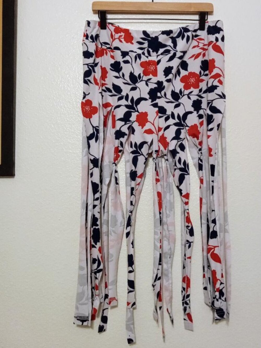 Upcycled Custom Cut Fringe Capri Pants / Skirt DIY Festival Rave Spin Wear SZ 2X